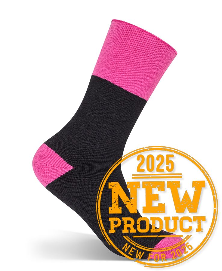 JB's Ladies Work Sock 3 Pack - Black/Mid Pink
