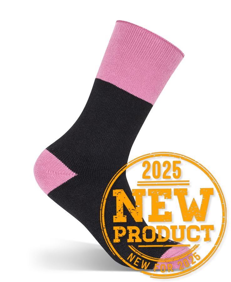 JB's Ladies Work Sock 3 Pack - Black/Mix Pink