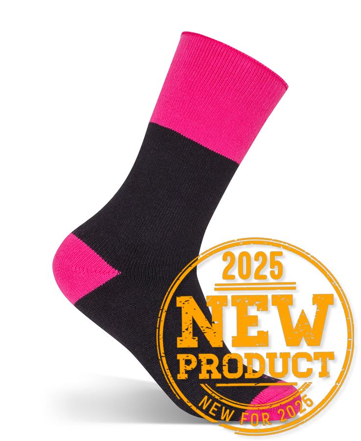 JB's Ladies Work Sock 3 Pack - Black/Mix Pink
