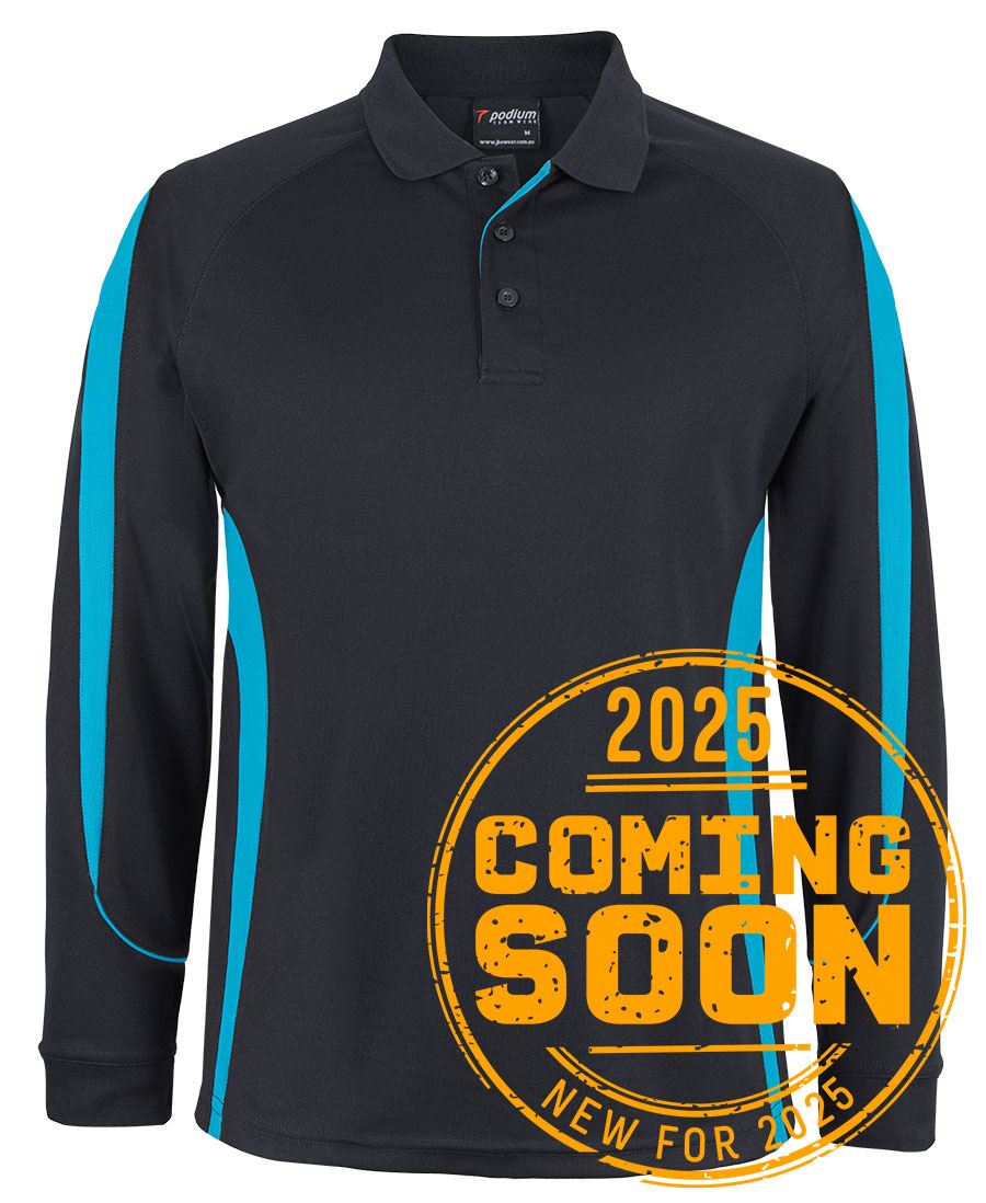 PDM L/S Bell Polo - Black/Aqua
