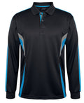 Podium L/S Cool Polo - Black/Aqua/Grey