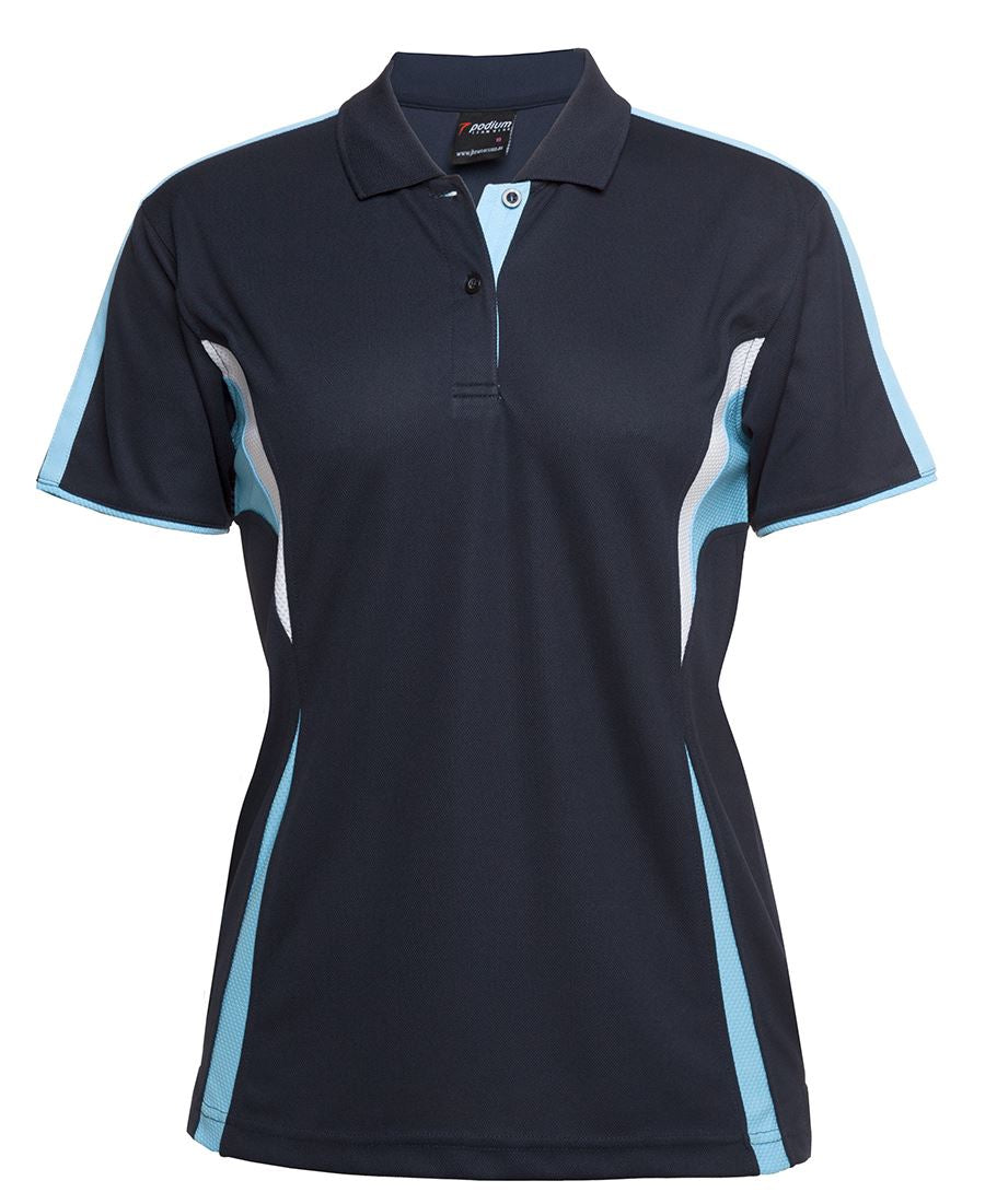 Podium Ladies Cool Polo - Black/Aqua/Grey