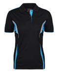 Podium Ladies Cool Polo - Black/Aqua/Grey