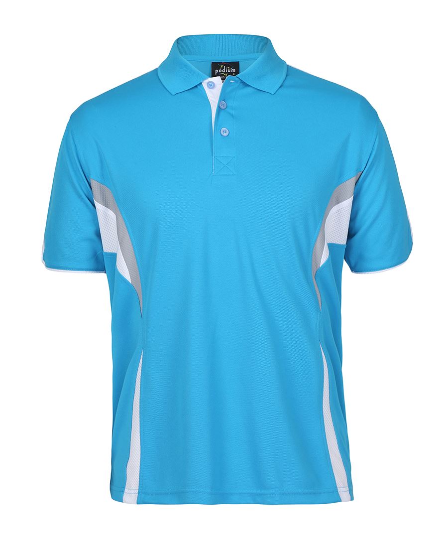 Podium Cool Polo - Aqua/White/Grey