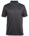 PDM Jacquard Contrast Polo - Charcoal/Aqua