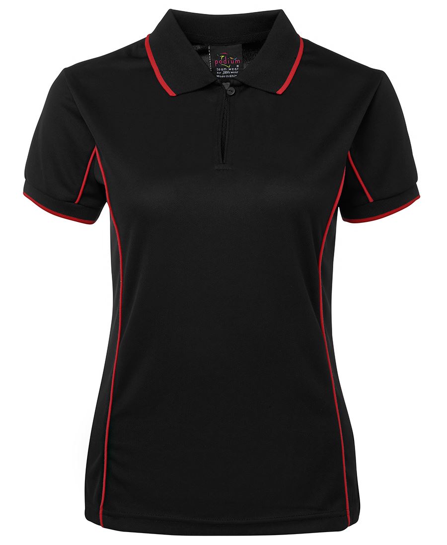 Podium Ladies Piping Polo - Black/Aqua