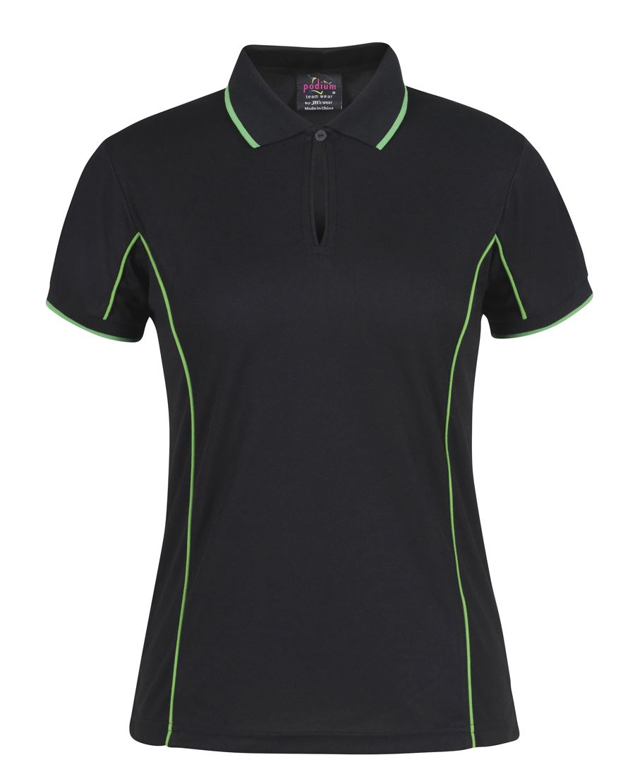 Podium Ladies Piping Polo - Black/Aqua