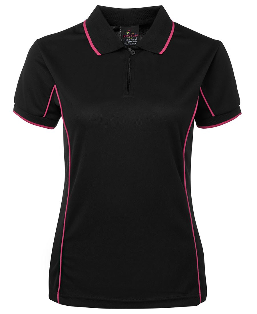 Podium Ladies Piping Polo - Black/Aqua