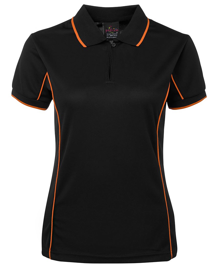 Podium Ladies Piping Polo - Black/Aqua