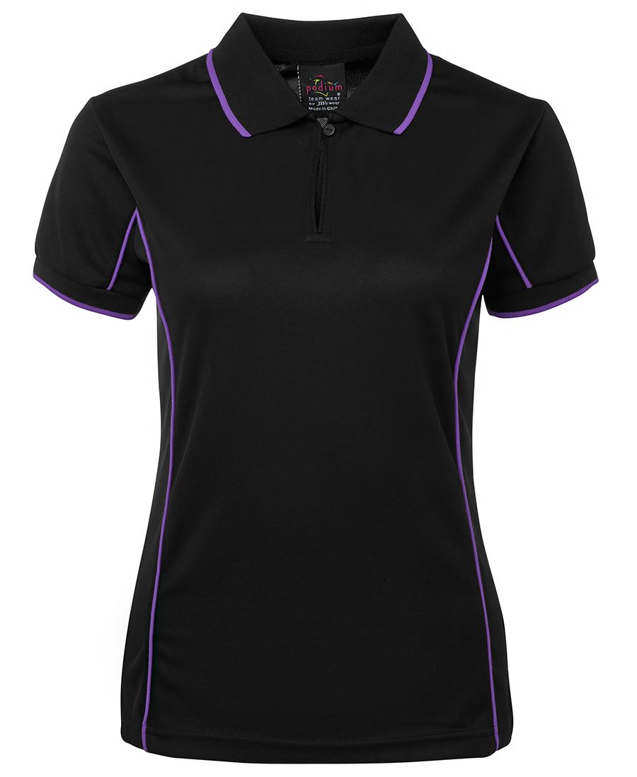 Podium Ladies Piping Polo - Black/Aqua
