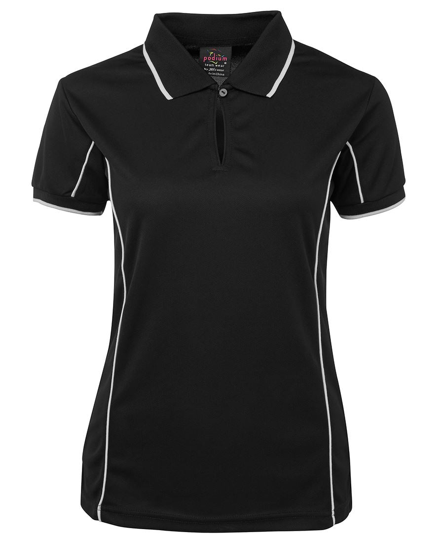 Podium Ladies Piping Polo - Black/Aqua