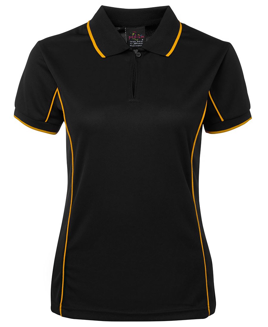 Podium Ladies Piping Polo - Black/Aqua