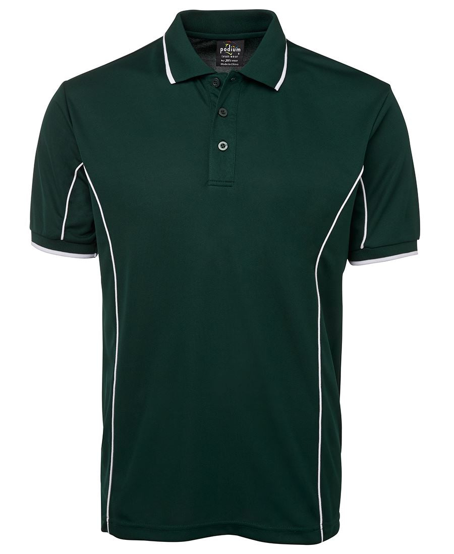Podium S/S Piping Polo - Black/Aqua