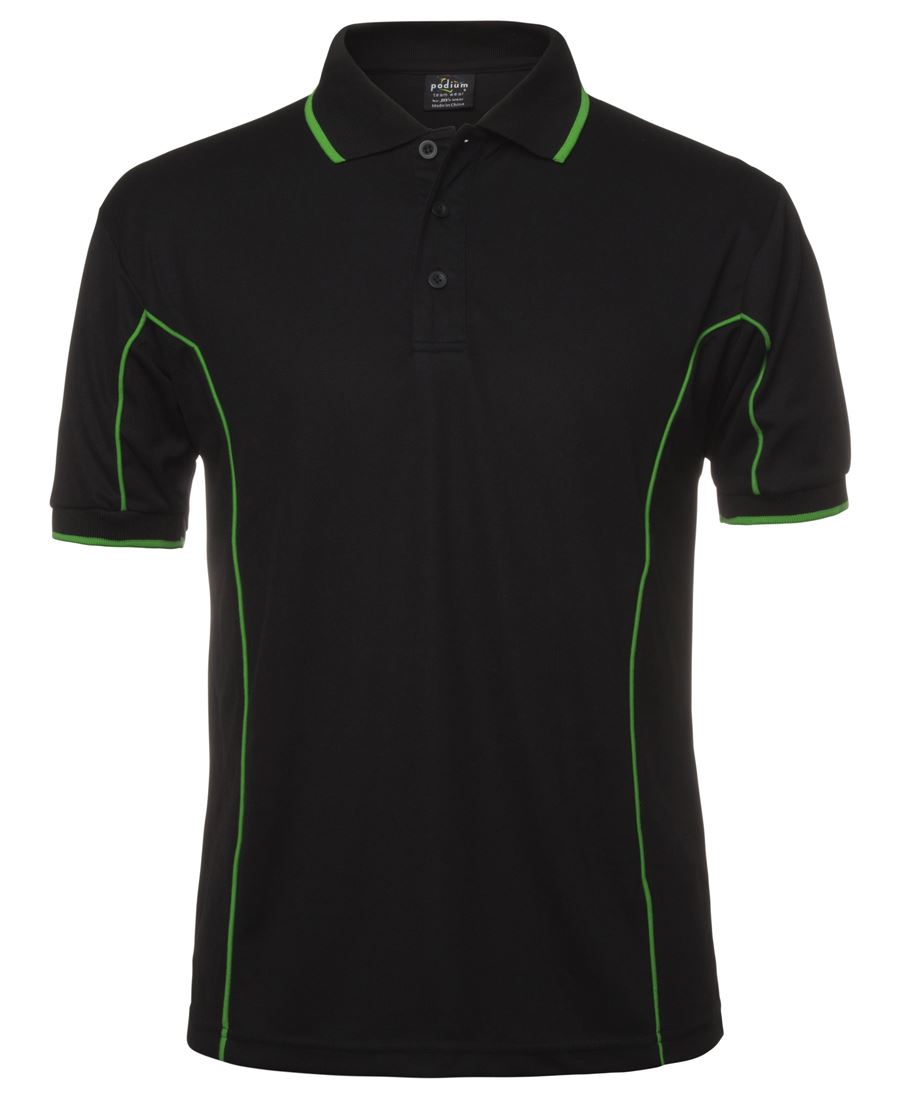 Podium S/S Piping Polo - Aqua/White