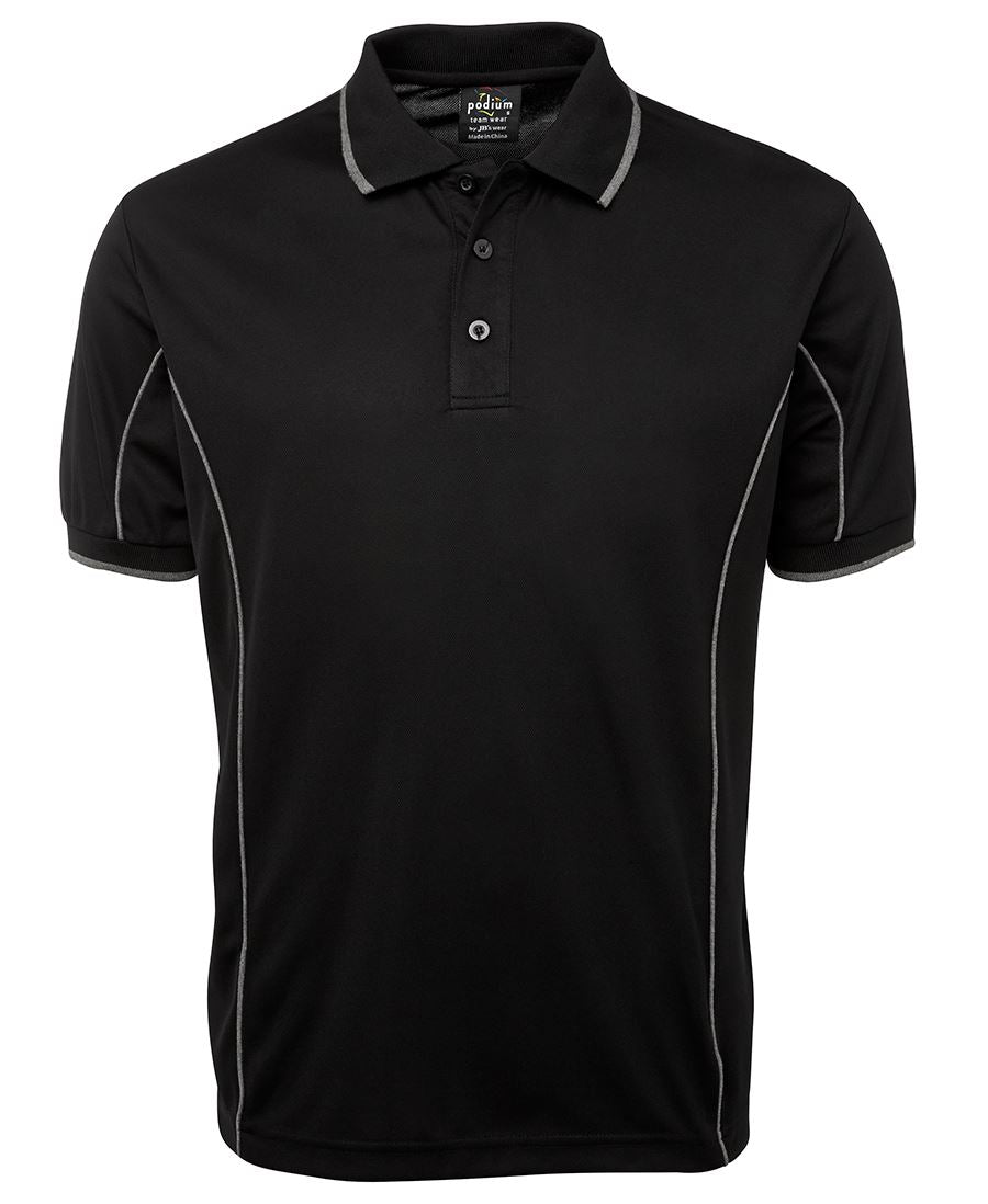 Podium S/S Piping Polo - Aqua/White