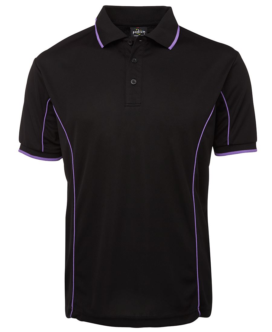 Podium S/S Piping Polo - Aqua/White