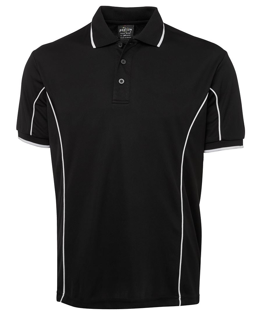 Podium S/S Piping Polo - Black/Aqua