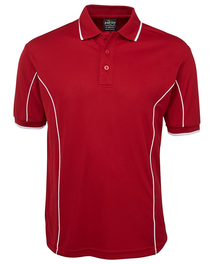 Podium S/S Piping Polo - Black/Aqua