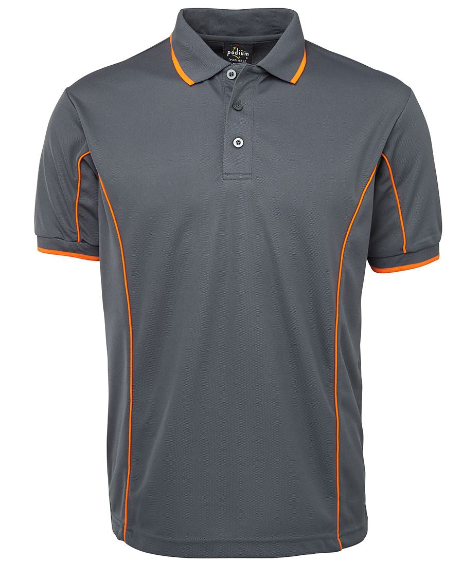 Podium S/S Piping Polo - Black/Aqua
