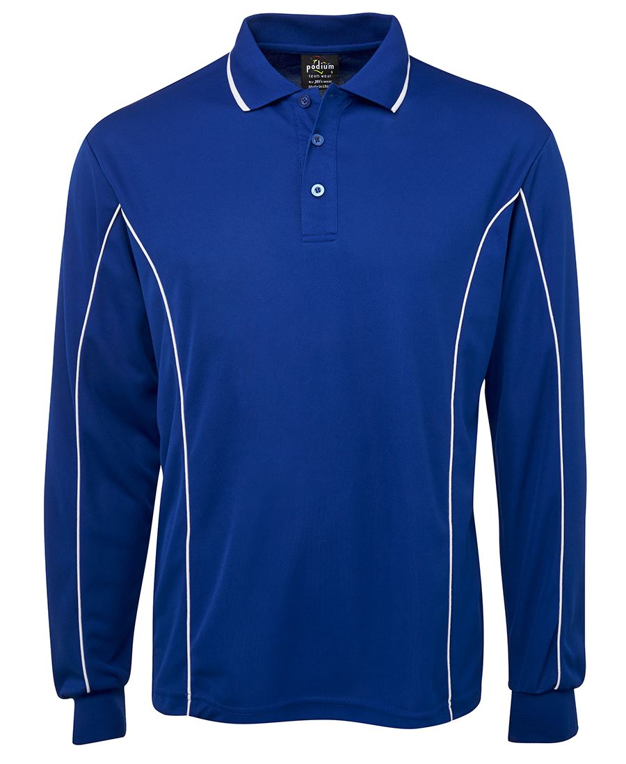 Podium L/S Piping Polo - Black/Aqua
