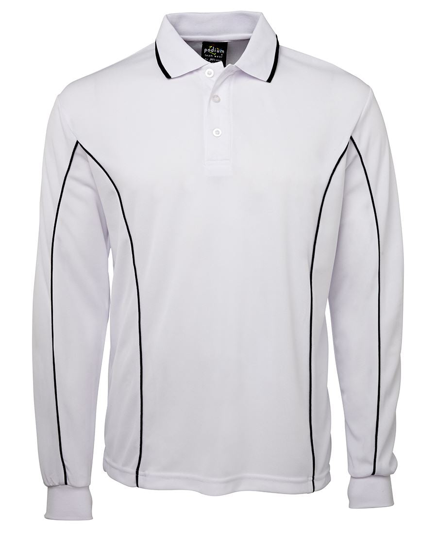 Podium L/S Piping Polo - Black/Aqua