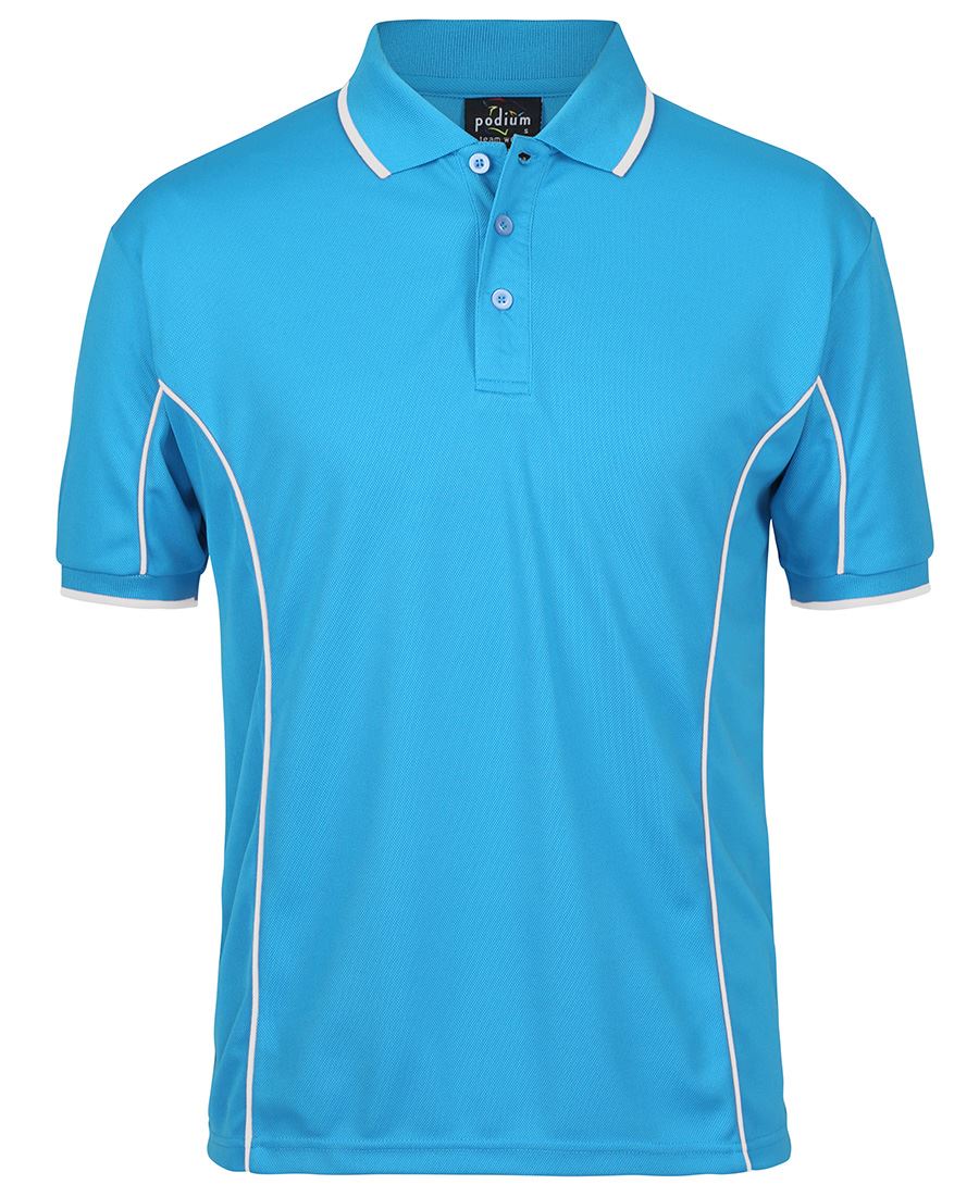 Podium S/S Piping Polo - Aqua/White