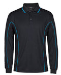 Podium L/S Piping Polo - Black/Aqua