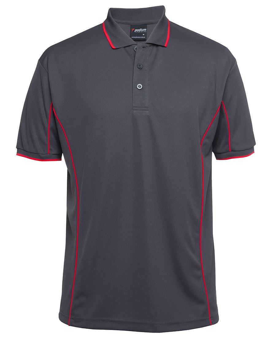 Podium S/S Piping Polo - Black/Aqua