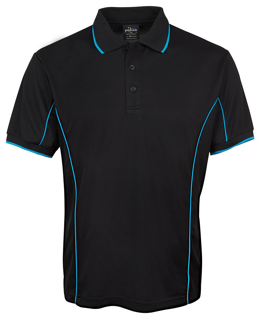 Podium S/S Piping Polo - Aqua/White