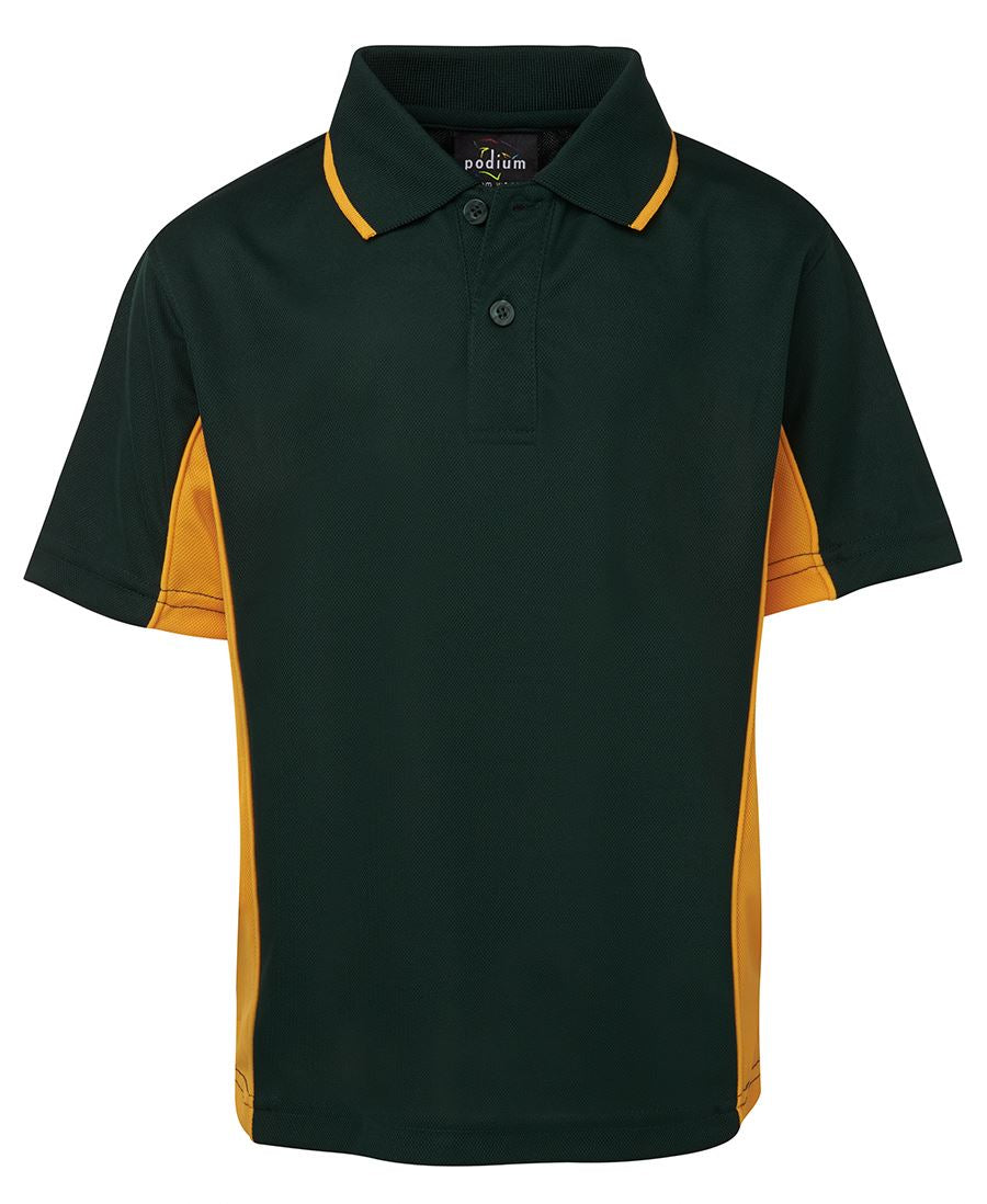 Podium Kids C/Trast Polo - Forest/Gold