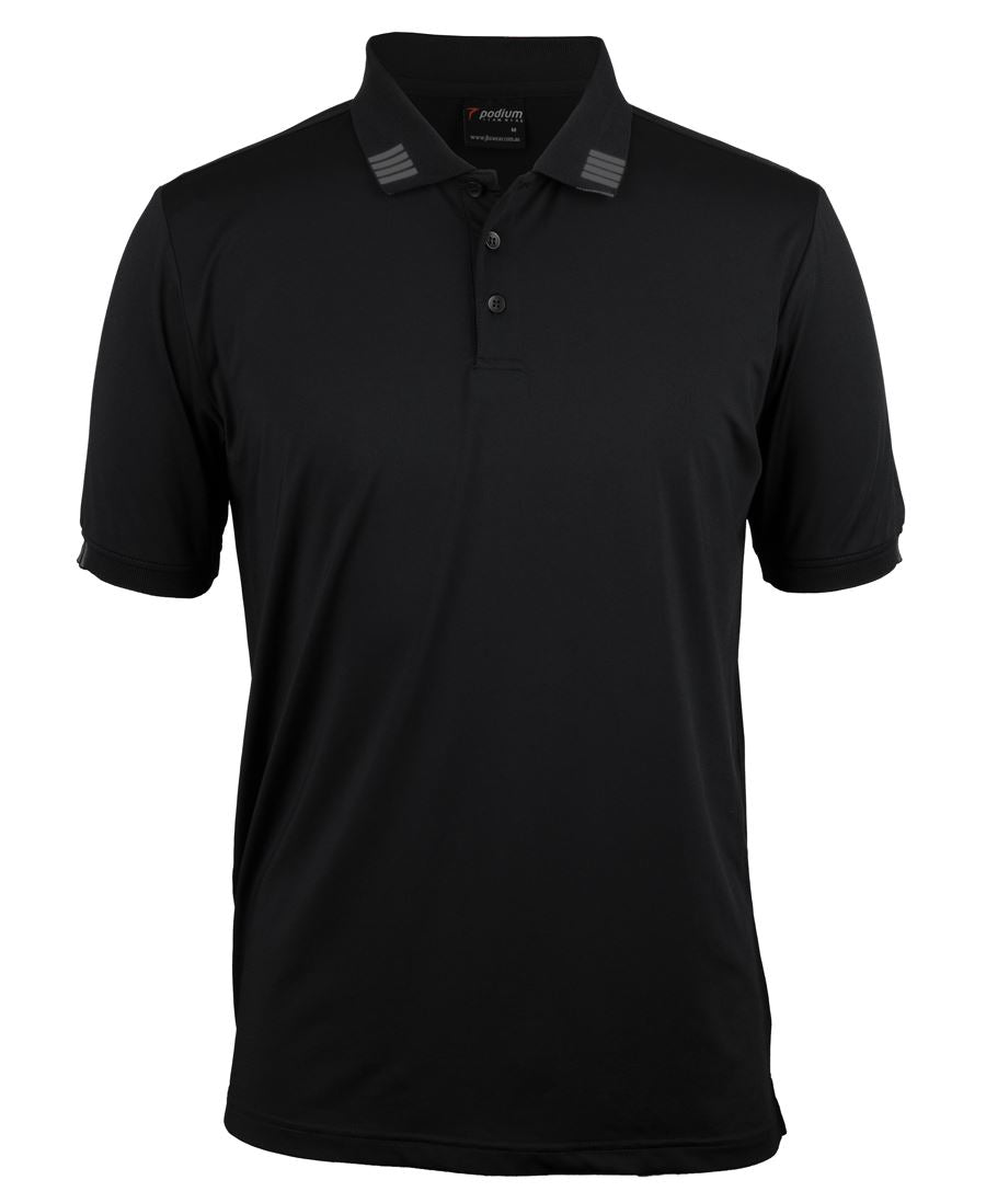 Podium 4 Stripe S/S Stretch Polo - Black/Charcoal