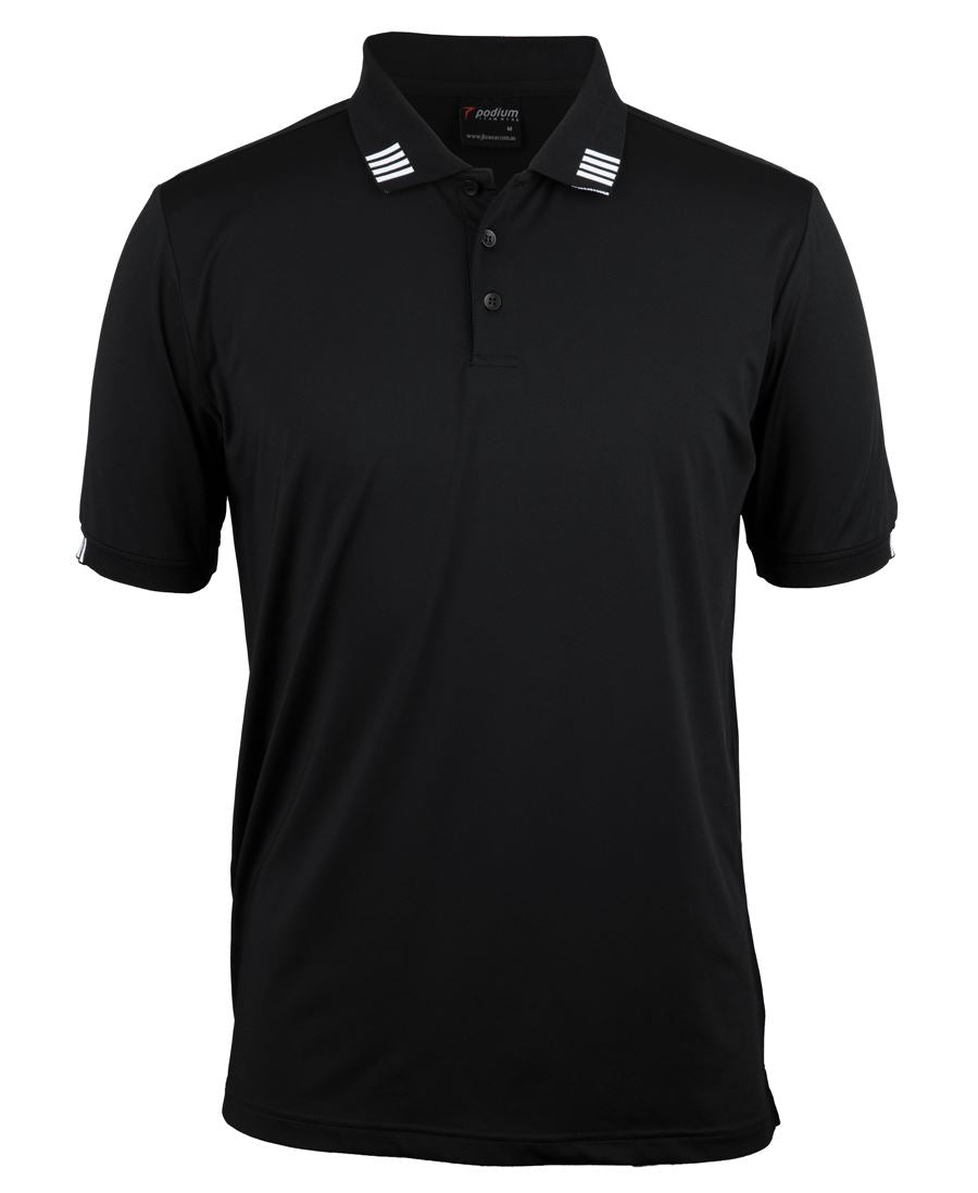 Podium 4 Stripe S/S Stretch Polo - Black/Charcoal