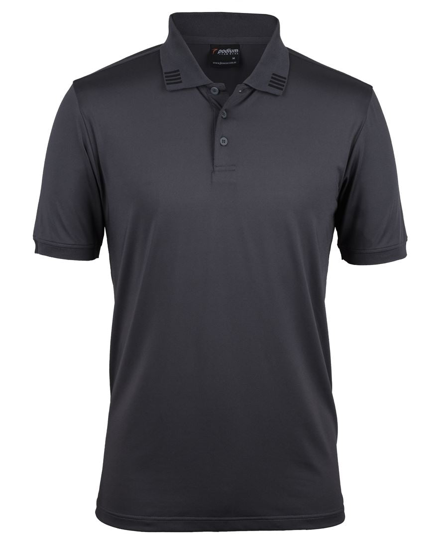 Podium 4 Stripe S/S Stretch Polo - Black/Charcoal