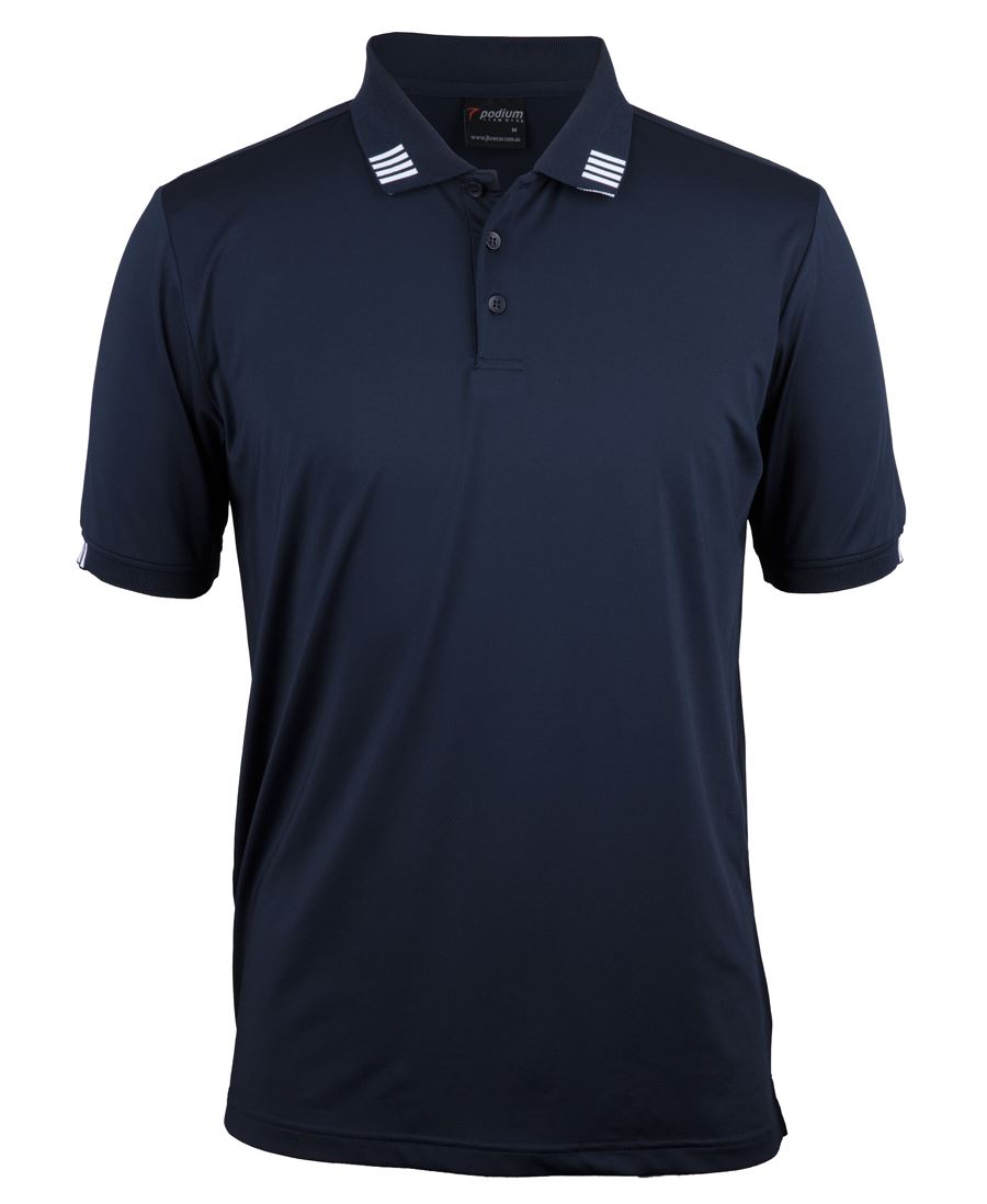 Podium 4 Stripe S/S Stretch Polo - Black/Charcoal