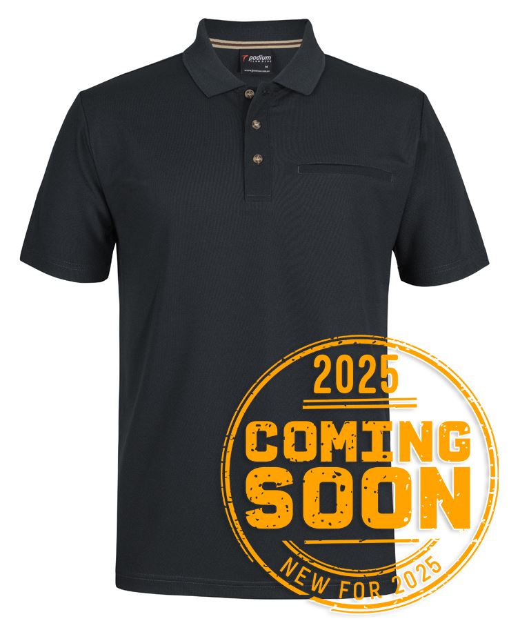 Podium S/S Recycled Polyester Pocket Polo - Black