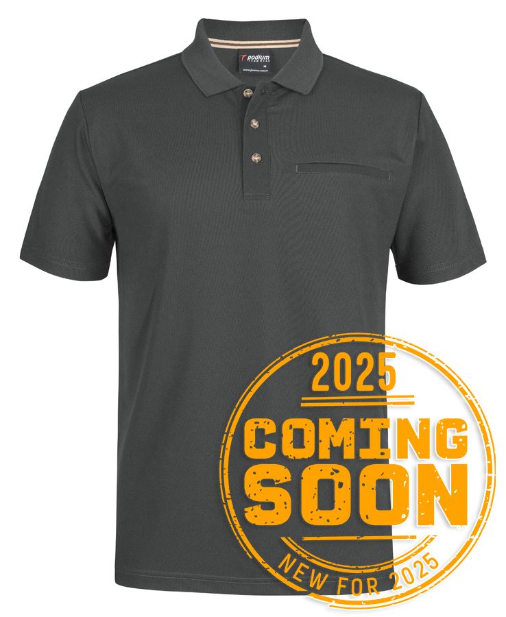 Podium S/S Recycled Polyester Pocket Polo - Black