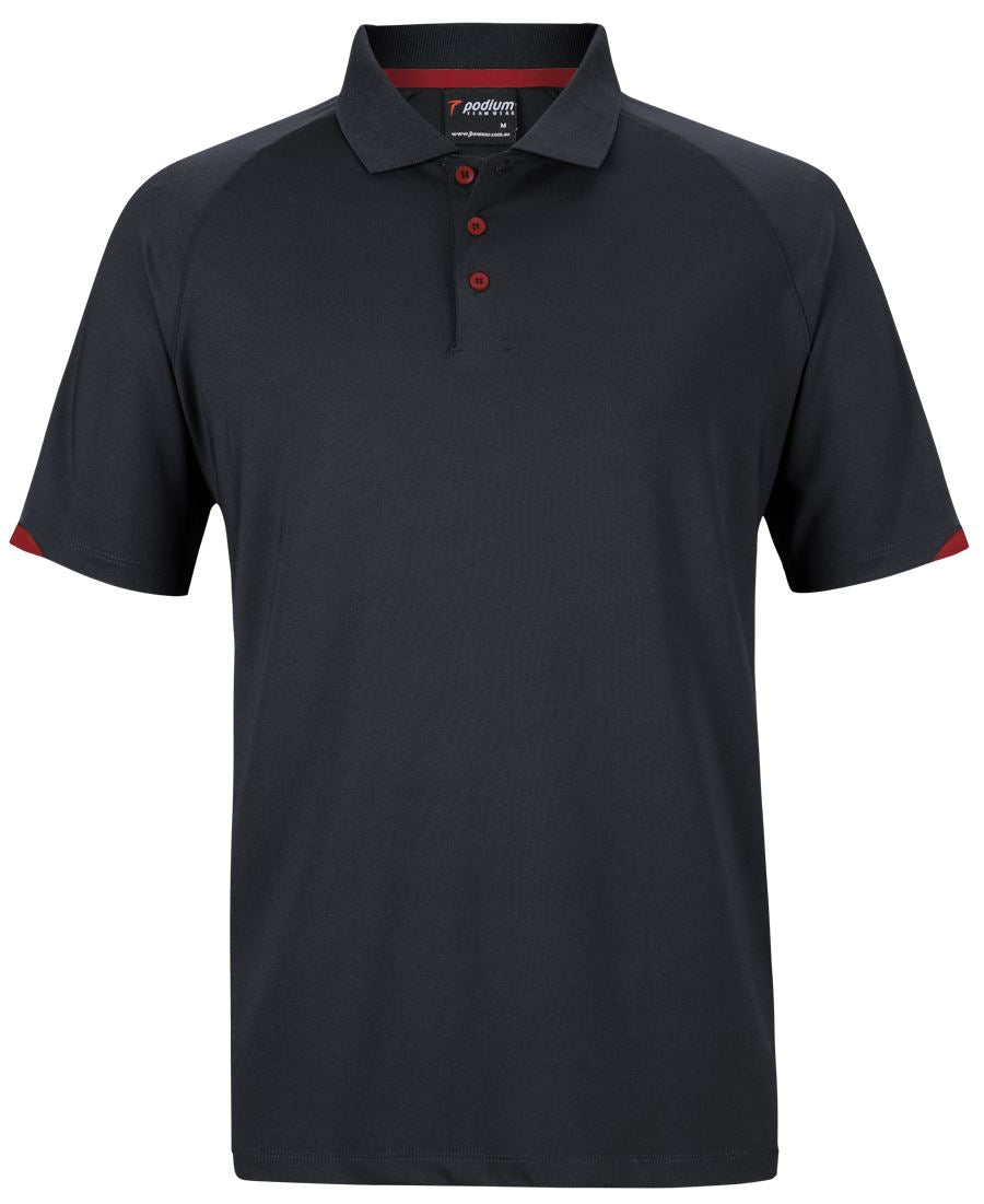 Podium Contrast Stretch Polo - Black/Aqua