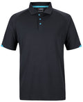 Podium Contrast Stretch Polo - Black/Aqua