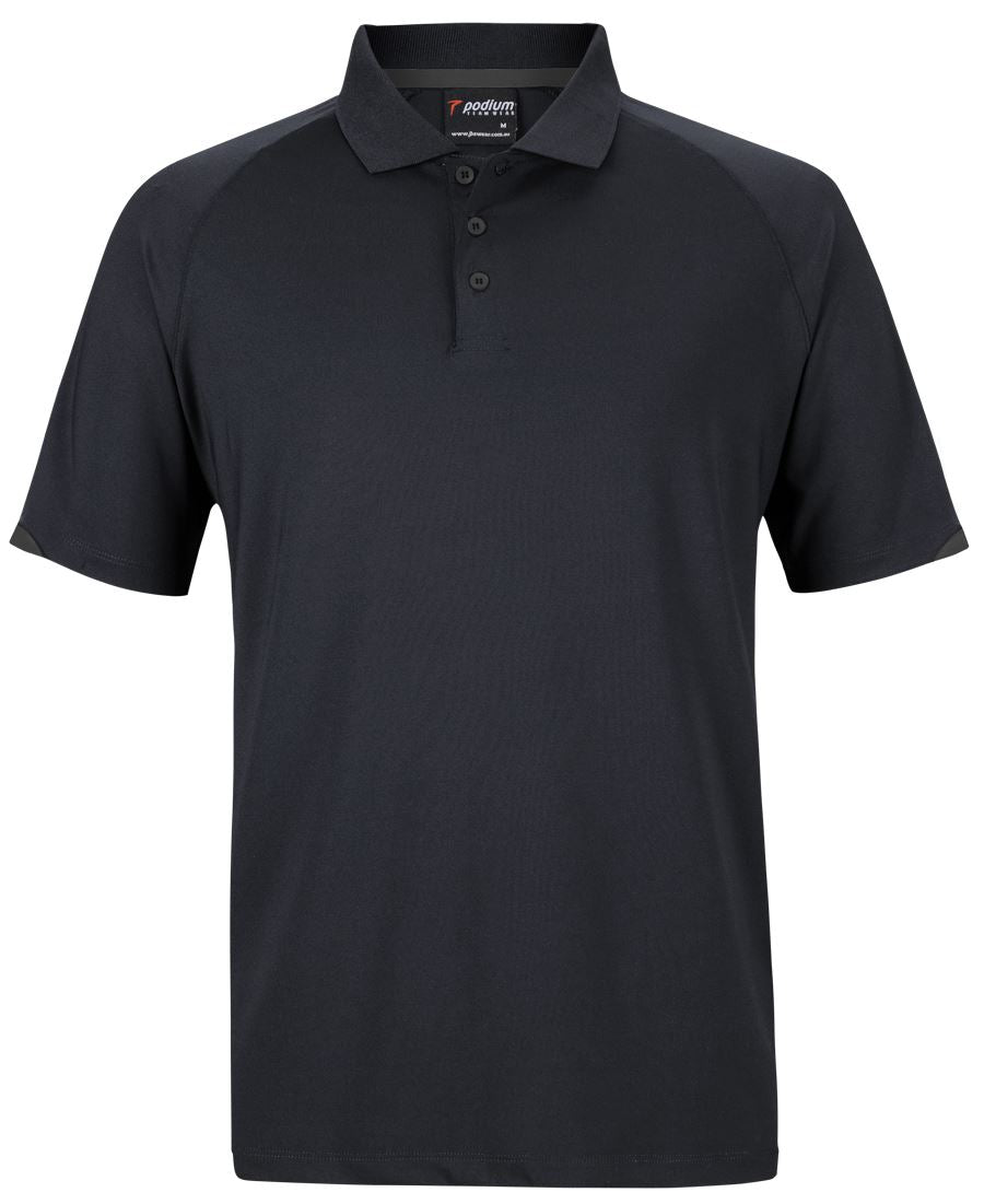 Podium Contrast Stretch Polo - Black/Aqua