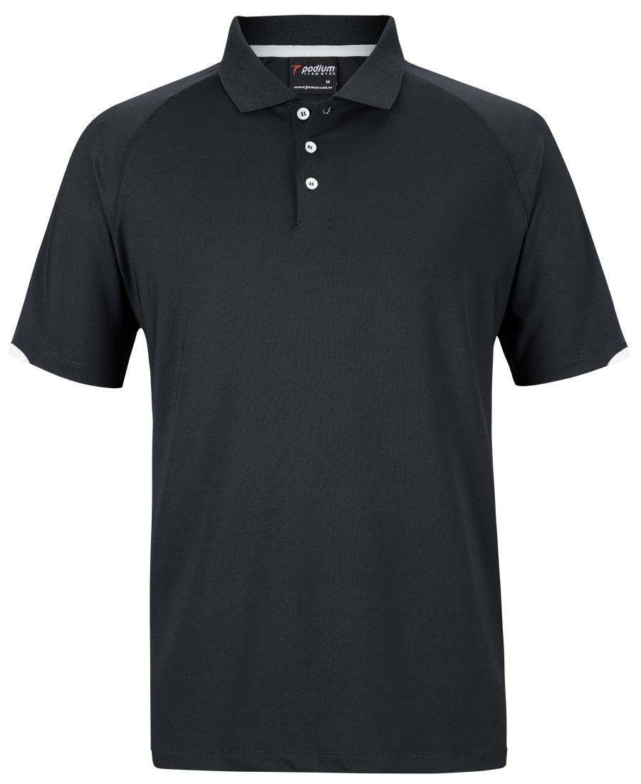 Podium Contrast Stretch Polo - Black/Aqua
