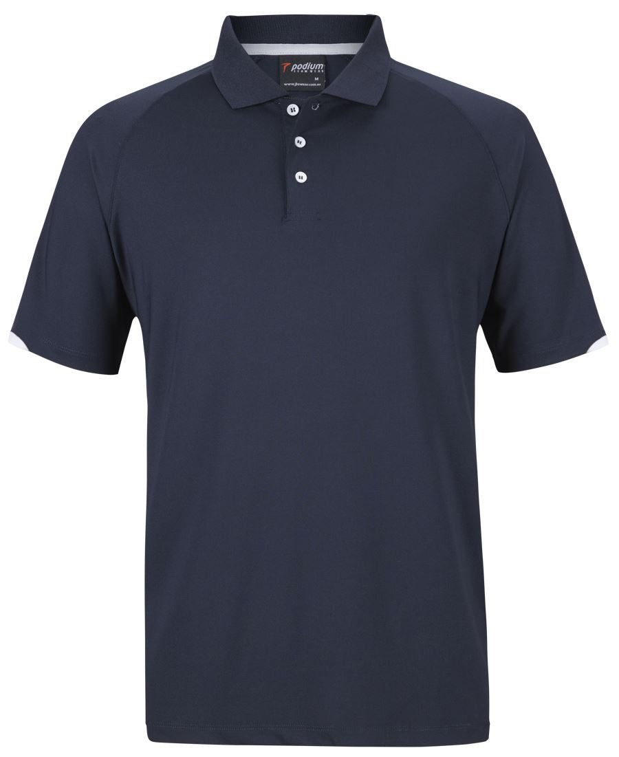 Podium Contrast Stretch Polo - Black/Aqua