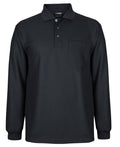 Podium L/S Waffle Pocket Polo - Black