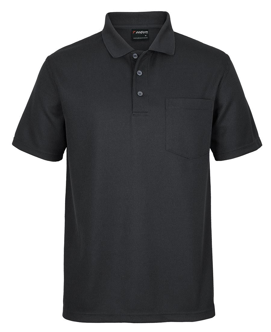 Podium Waffle Pocket Polo - Black
