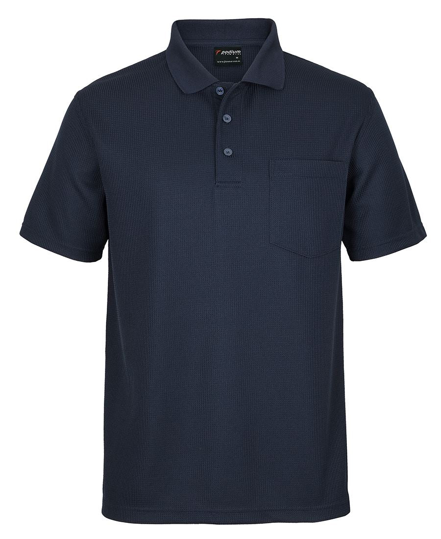 Podium Waffle Pocket Polo - Black