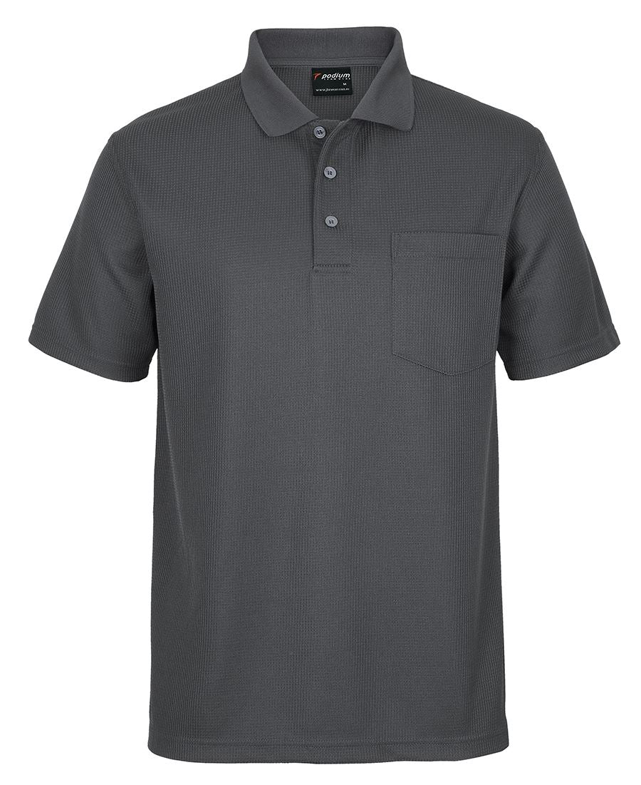 Podium Waffle Pocket Polo - Black