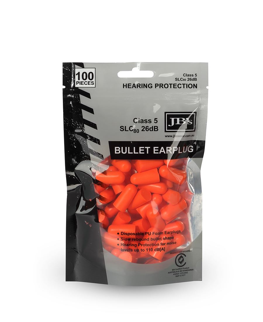 JB's Bullet Shaped Earplug (100 Pieces) - Orange