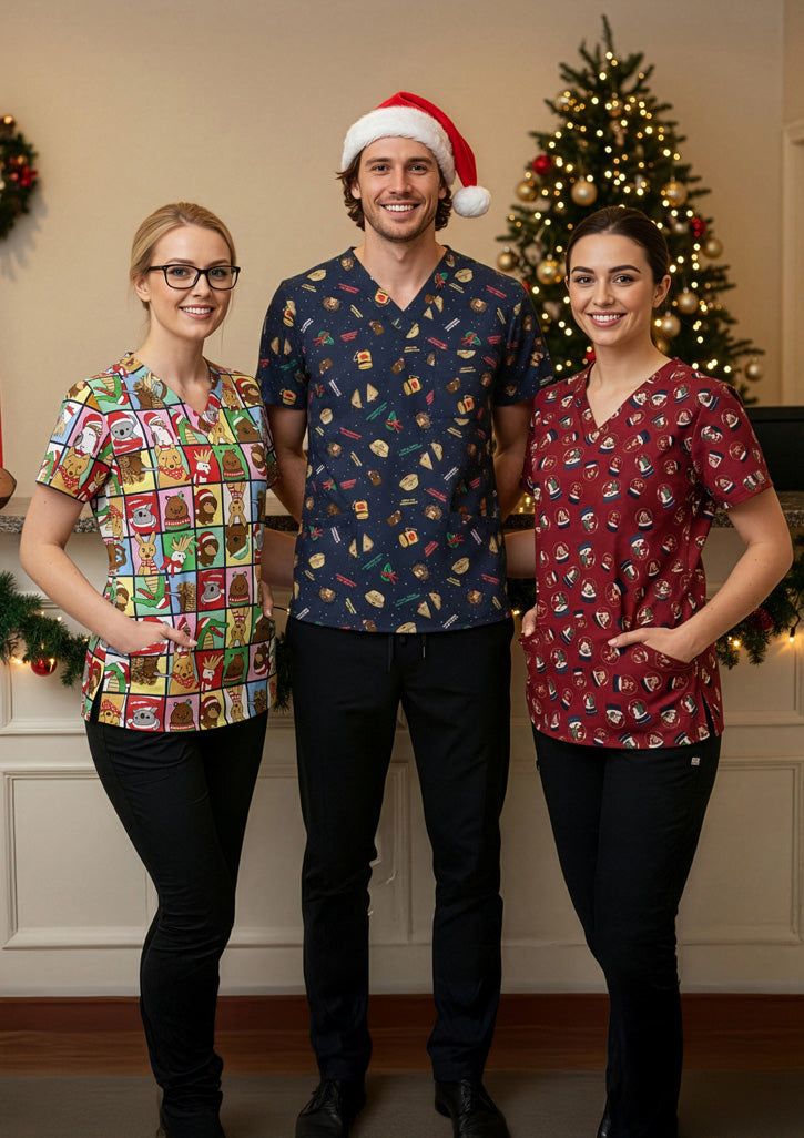 Womens Christmas Scrub Top