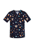 Womens Printed Space Party Scrub Top