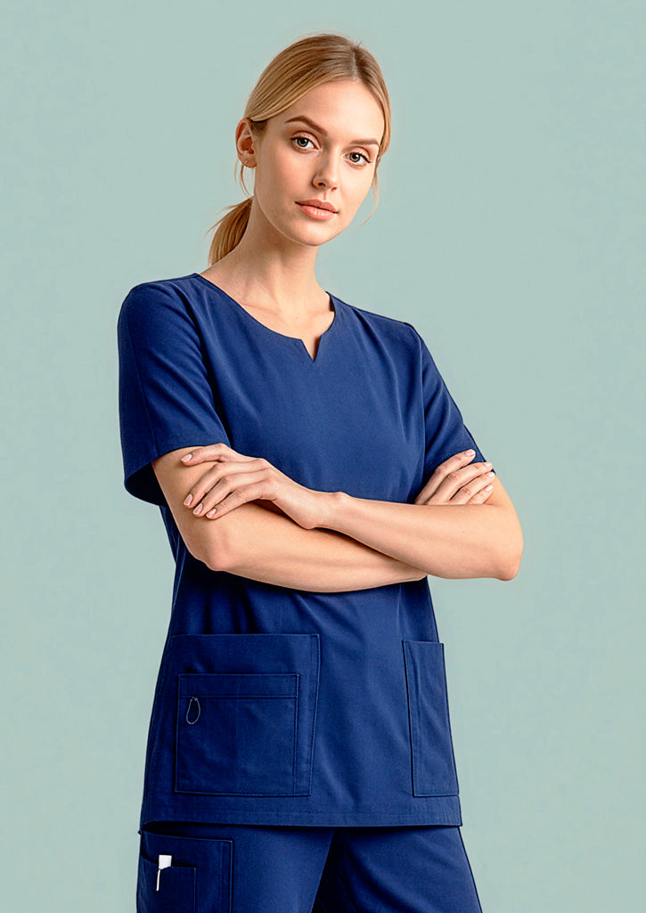 Womens Avery Round Neck Scrub Top