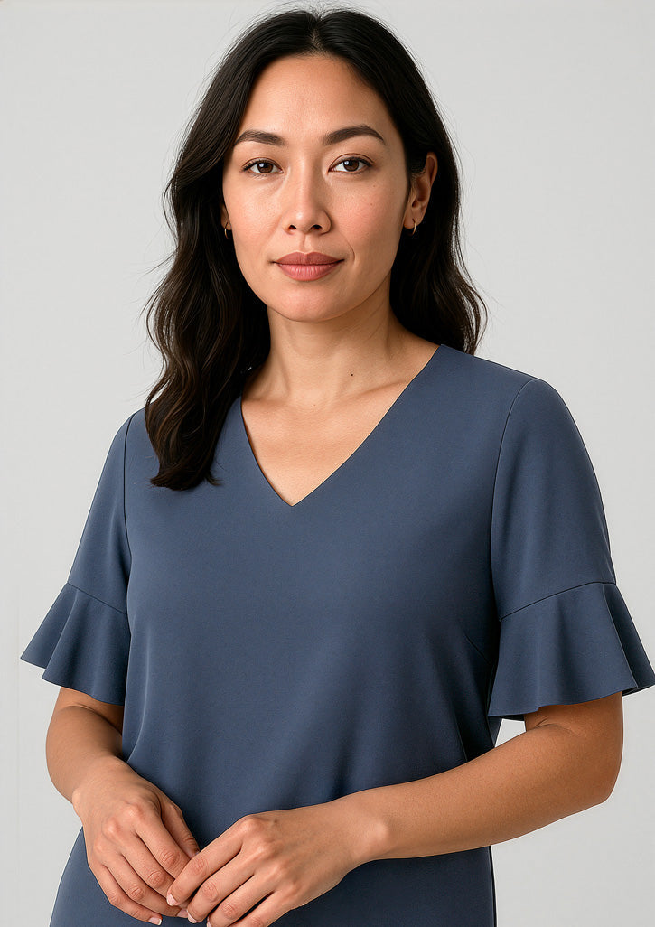 Womens Aria Fluted Sleeve Blouse